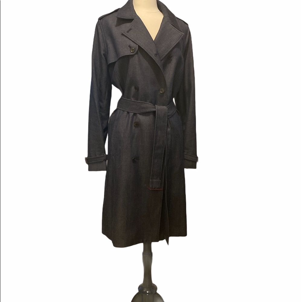 Pendleton Trench Coat Ladies XL Wool Denim w/ belt